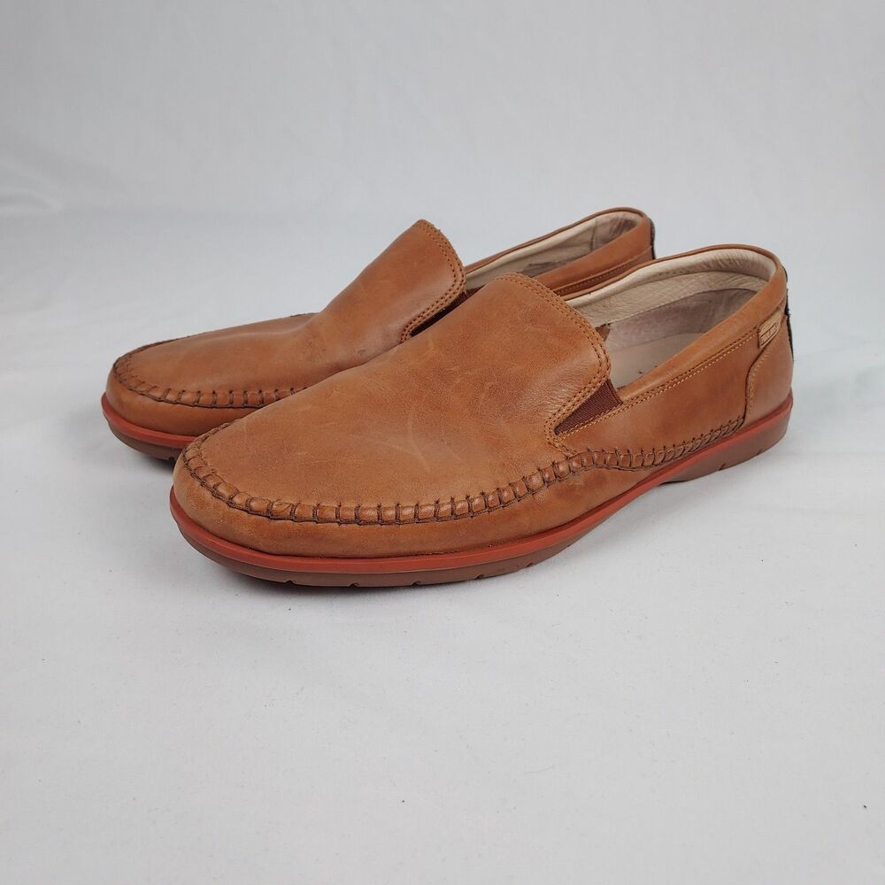 Pikolinos Mens Brown Leather Loafers Slip On Casual Comfort Shoes 12